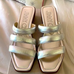 Jimmy Choo Athenian Sandal, Silver size 8.5 (never worn, original box)